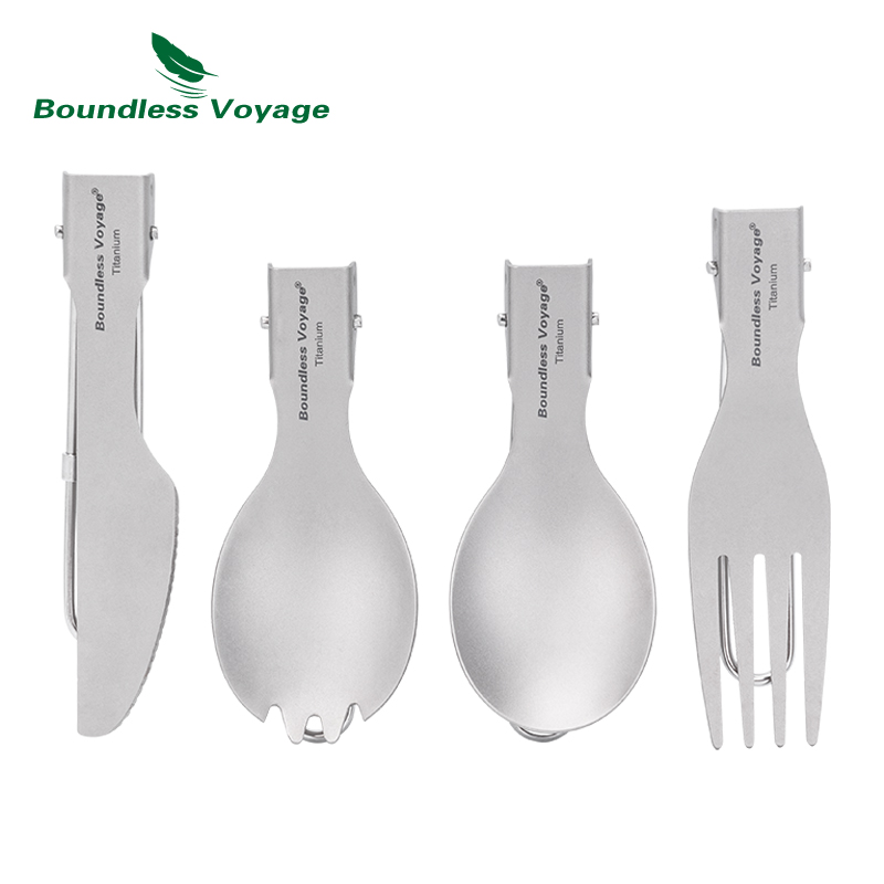 Camp Spork Set - Set di posate pieghevoli in titanio