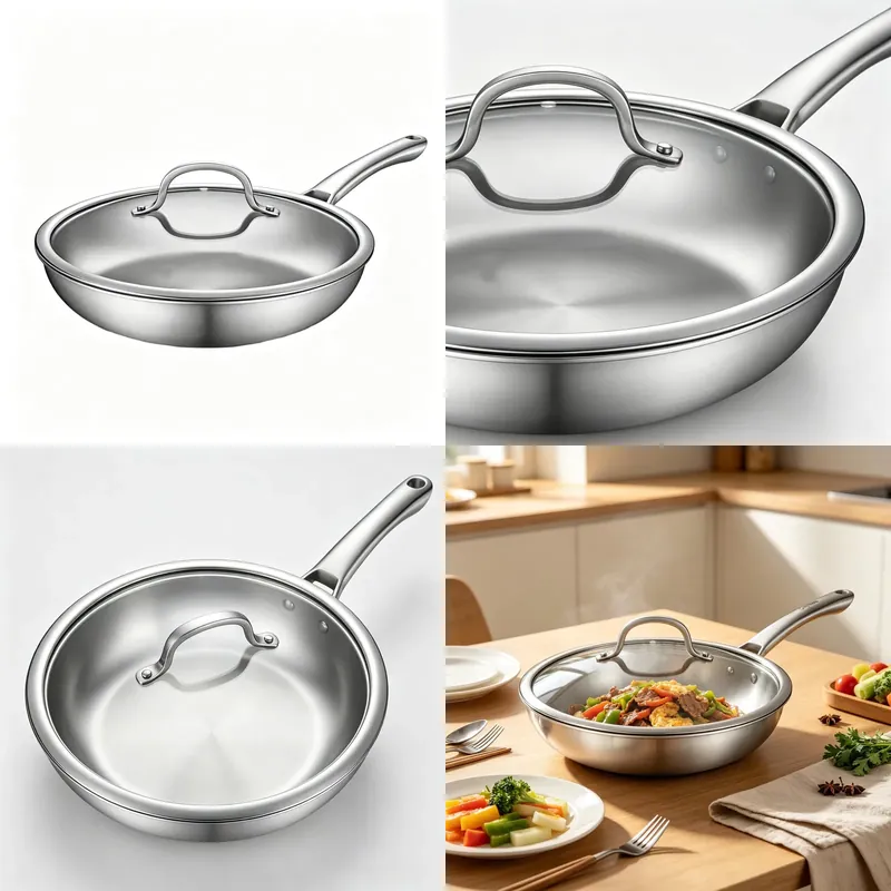 Quality Camping Cooking Set - Padella a Tre Strati in Acciaio