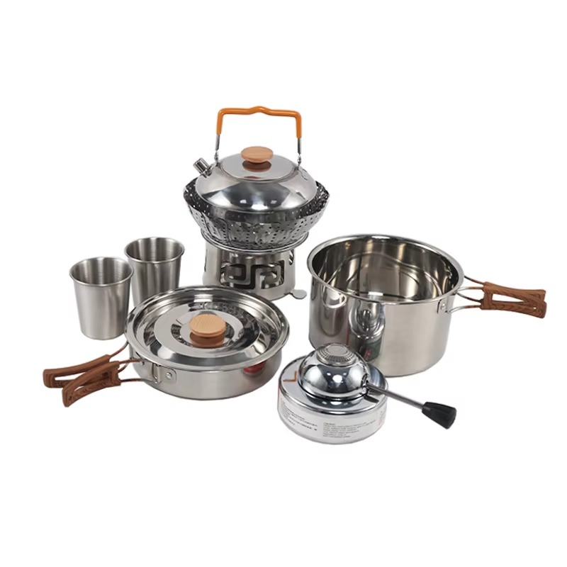 Quality Camping Cooking Set - Set di Pentole da Campeggio Portatile
