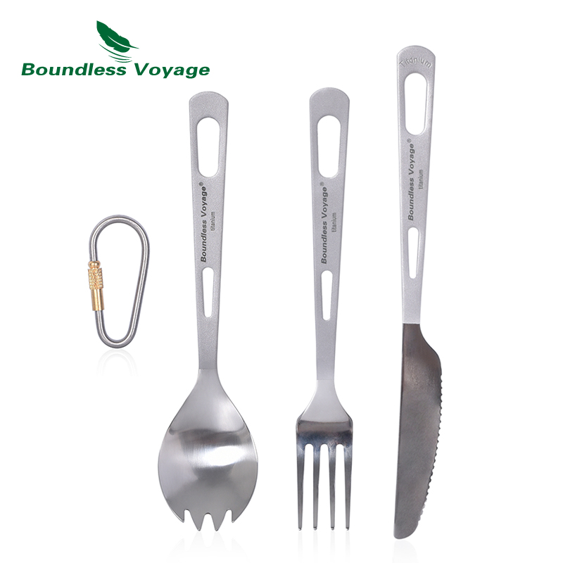 Camp Spork Set - Bacchette Spork cucchiaio forchetta coltello titanio