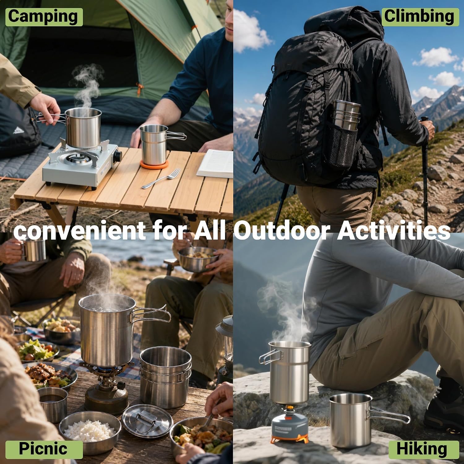 Tazze pieghevoli da campeggio, - Camping Cooking Rice recensione e prezzo